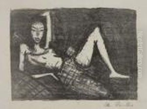 Madchen Auf Dem Kanapee by Otto Mueller
