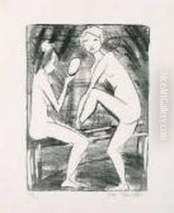 Zwei Madchen Mit Handspiegel (2)
