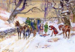 Holdup on the Boston Road by Charles Marion Russell