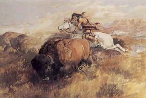 Indian On White Horse by Charles Marion Russell