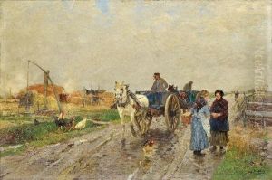 Landstrasse Mit Pferdewagen