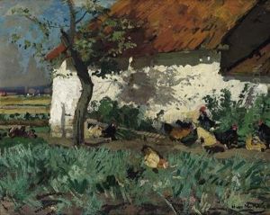 Chickens In A Farmers Garden