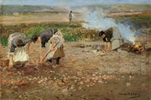 Bei Der Kartoffelernte. Signiert
Unten Rechts: Hugo Muhlig. Verso Betitelt. Ol Auf Karton. H 15,4; B 24
Cm. by Hugo Muhlig