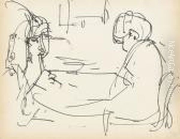 Anna Muller Und Caspar Am Tisch - view 1