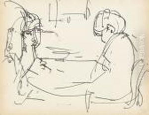 Anna Muller Und Caspar Am Tisch by Albert Muller