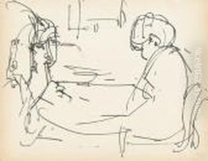 Anna Muller Und Caspar Am Tisch. by Albert Muller