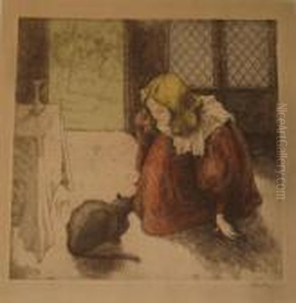 Fillette Au Chat. - view 1