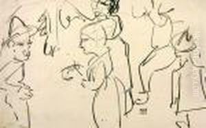 Figurenstudie Mit Zwei Personen Im Gesprach