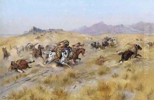 The Attack 2 by Charles Marion Russell