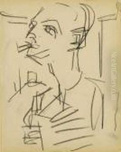 Portrait E.l. Kirchner. Um 1925 by Albert Muller