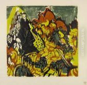 Farbige Tessiner Landschaft by Albert Muller