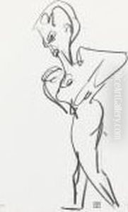 Stehende Frau. by Albert Muller
