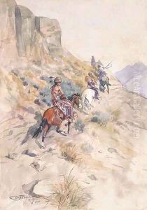 Indians on a Mountain Path by Charles Marion Russell