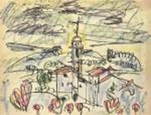 Tessiner Dorf Mit Kirche by Albert Muller