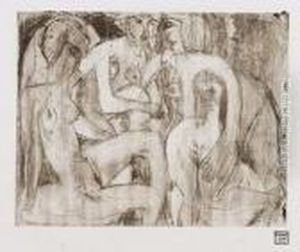 Drei Badende. by Albert Muller