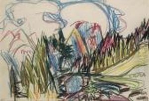 Davoser Landschaft Mit Tinzenhorn by Albert Muller