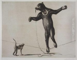 Der Kunstler (seiltanzender Bar Und Affe) by Richard Muller