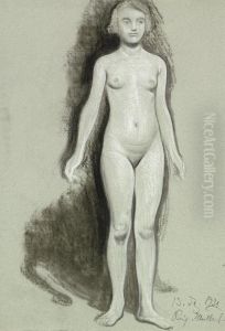 Stehender Madchenakt by Richard Muller