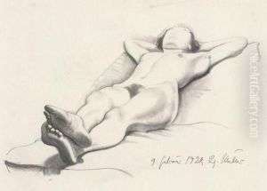 Liegender Weiblicher Akt by Richard Muller