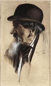 Kopf Eines Alten Mannes Mit Melone by Richard Muller