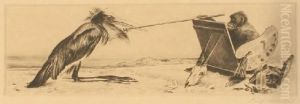 Der Kunstler (affe, Ein Marabu Malend) by Richard Muller