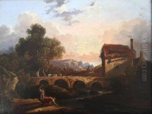 Country Landscape With Figures by William James Muller