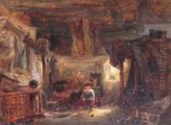 Cottage Interior With Mother And Child - view 1
