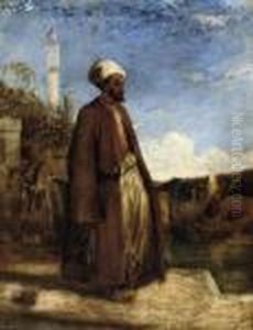 Portrait Of An Arab Outside A Mosque by William James Muller