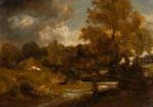 Angler On The River In Autumn by William James Muller