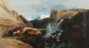Splugen Pass, With The Via Mala And Mont Blanc by William James Muller