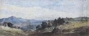 Shepherds And Flock In A Mountainlandscape