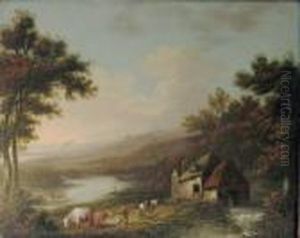 Landscape With Mill, Figures And Riverside Beyond Landscape With Mill, Figures And Riverside Beyond