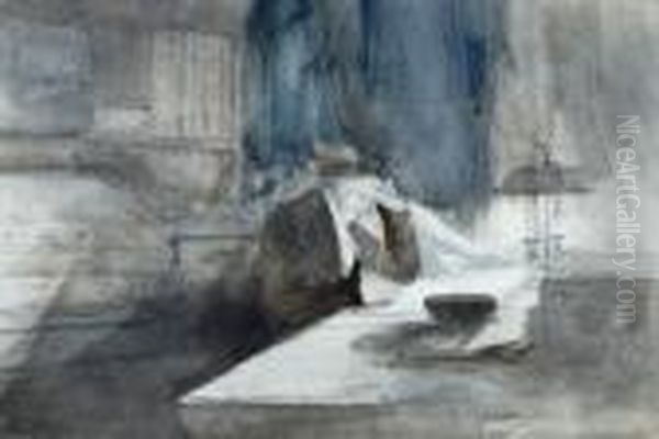 Study Of A Gentleman Reading By Lamplight - view 1