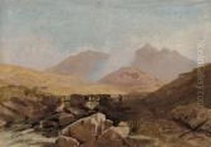A Traveller Crossing A Bridge In A Welsh Landscape A Traveller Crossing A Bridge In A Welsh Landscape
