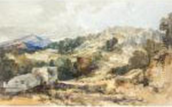 View From The South East Of The 
Pillar Tomb And The Roman Acropolis At Xanthus, Lycia, With Rock Tombs 
In The Cliff Face - view 1