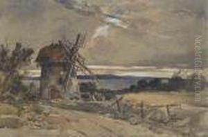A Windmill In An Extensive Landscape by William James Muller