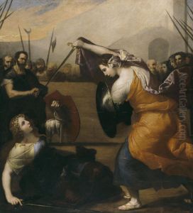 The Duel of Isabella de Carazzi and Diambra de Pottinella 1636 by Jusepe de Ribera