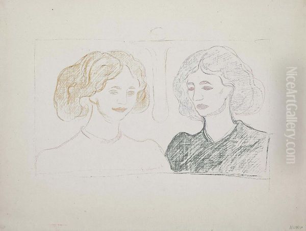 Two Female Heads Against The Moon - view 1
