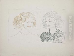 Two Female Heads Against The Moon by Edvard Munch