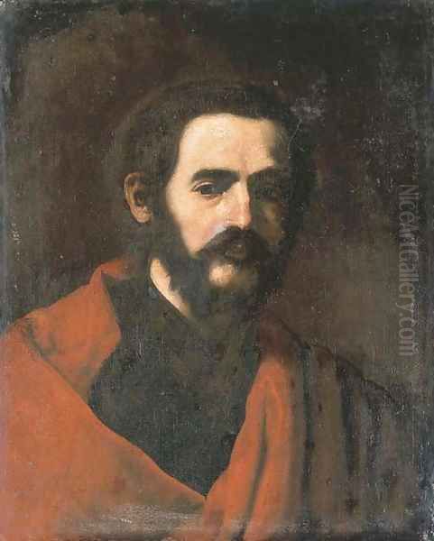 Portrait of a bearded man, bust-length, in a red cloak - view 1