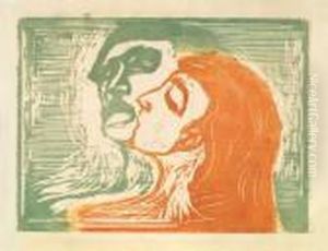 Mann Und Weib Sich Kussend by Edvard Munch