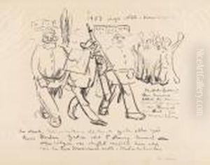 Karikatur: Die Arretierung. by Edvard Munch