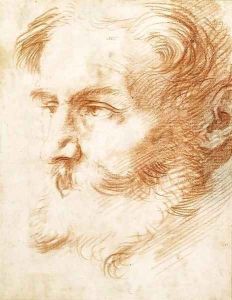 Head of a bearded man, looking to the left by Jusepe de Ribera