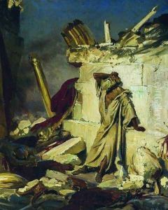 Cry of prophet Jeremiah on the Ruins of Jerusalem (on a Bible subject)