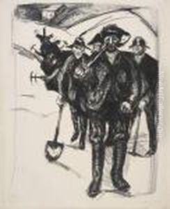Arbeidere I Sno by Edvard Munch