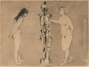 The Women And The Skeleton by Edvard Munch