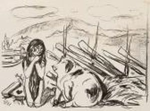 Omega And The Pig by Edvard Munch