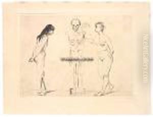 Kvinnene Ved Skjelettet by Edvard Munch