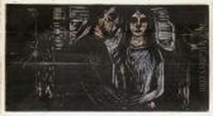 Young Couple In A Spruce Forest (sch. 442; W. 540 Vi) by Edvard Munch