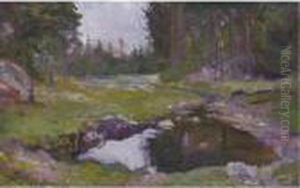 Skogs Landscap Med Tjern (woodland Landscape With Lake)